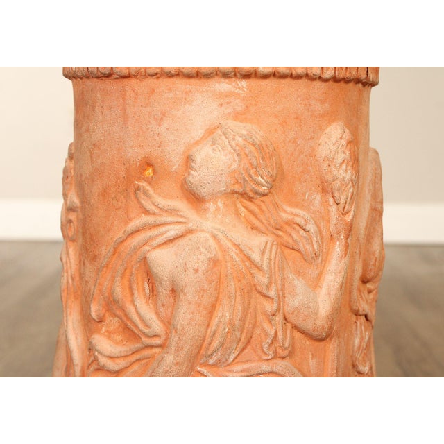 Light Pink Italian Marble Top Terra Cotta Pedestal For Sale - Image 8 of 12