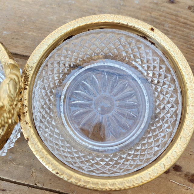 Vintage Crystal & Gold Ormolu Double Serving Dish / Compote For Sale - Image 6 of 9
