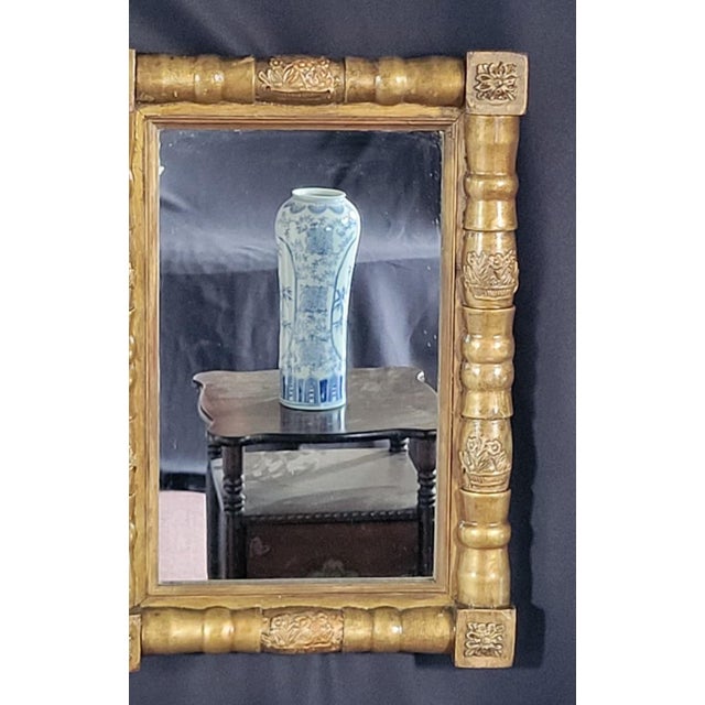 Gold Antique 19th Century American Federal Gilded Wall Mirror Gold Wood Small Mirror For Sale - Image 8 of 12