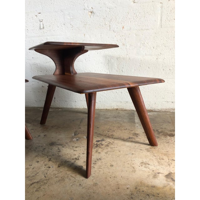 Vintage MidCentury Danish Modern TwoTier End Tables by Carl Bissman