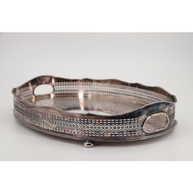 1940s 1940s Barker Ellis Large Silver Plate Footed Serving Tray, English For Sale - Image 5 of 18