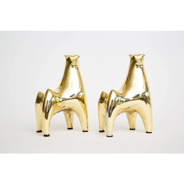 These pair of polished brass Norman Bleckner Design vintage bull bookends have the original label on the bottom. They had...