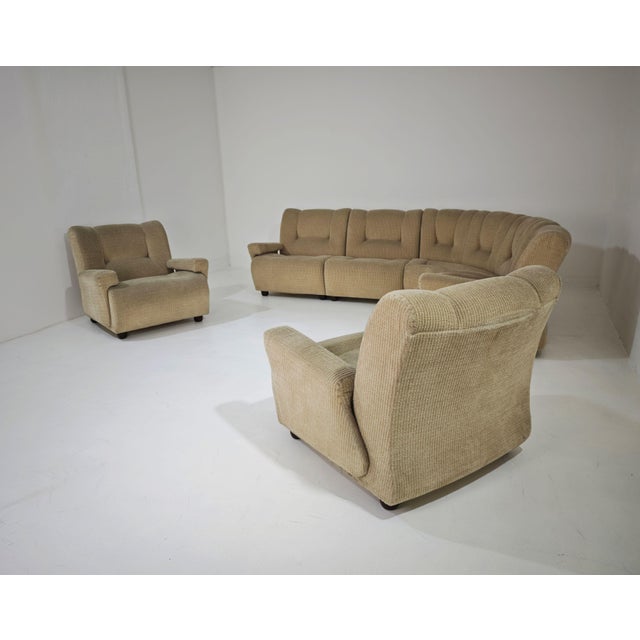 Vintage Beige Velvet Modular Corner Sofa, Italy, 1970s, Set of 6 For Sale - Image 10 of 12
