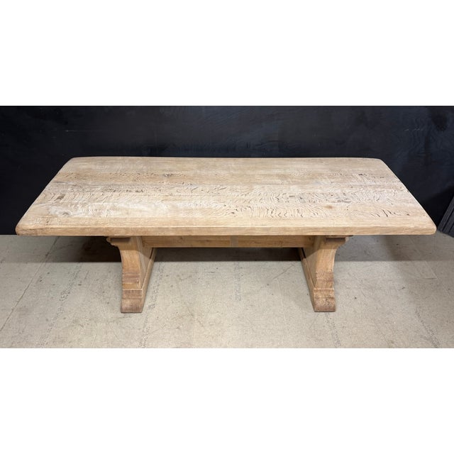 Wood Vintage Farmhouse Dining Table in Bleached Oak, 1920 For Sale - Image 7 of 17