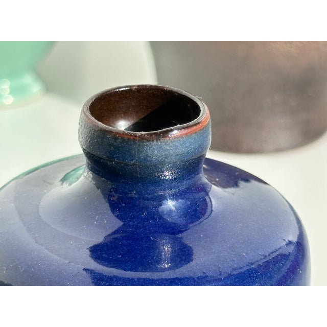 Cobalt Blue Hand-Thrown Studio Ceramic Vase, Germany, 1970s For Sale - Image 8 of 12