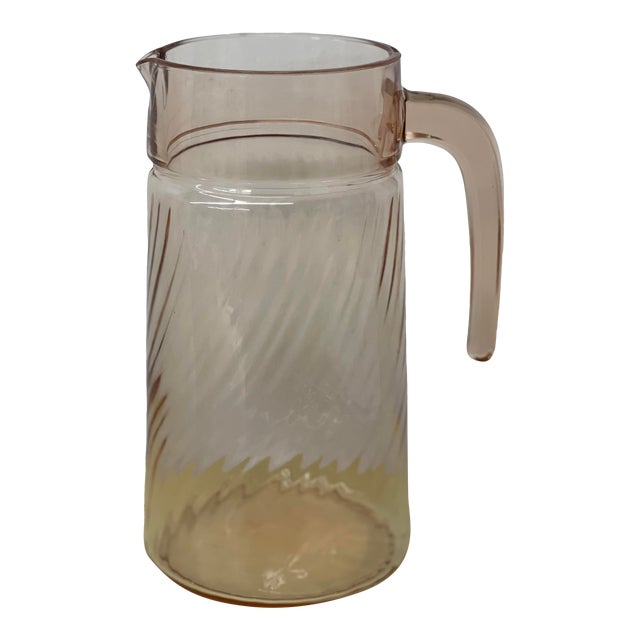 Antique French Pink Depression Glass Pitcher Chairish