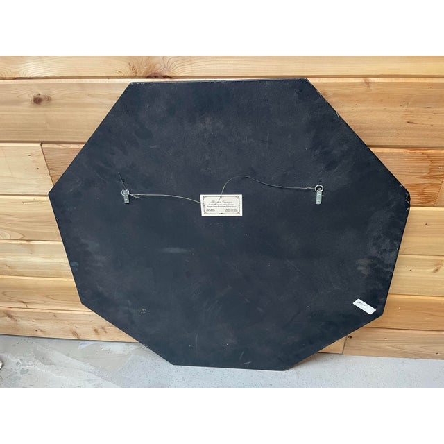 Glass Large Late 20th Century Octagonal Stained Glass Wall Mirror For Sale - Image 7 of 9