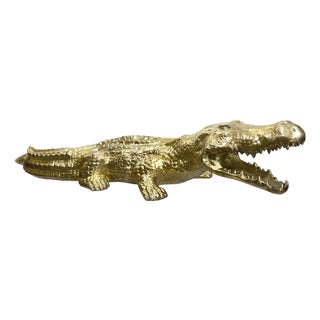 Crocodile Sculpture, Brass For Sale