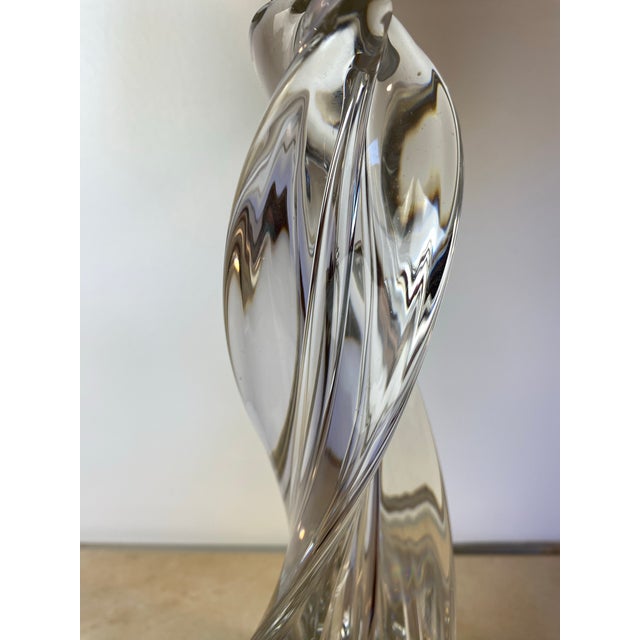 Mid 20th Century Maison Saint Louis France Twisted Crystal Table Lamp, Signed French Mid-Century Modern Lighting For Sale - Image 5 of 12