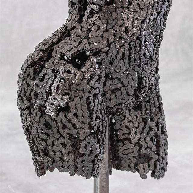 Metal Premium Handcrafted Bicycle Chain Torso Sculpture | 38" | One of a Kind For Sale - Image 7 of 8