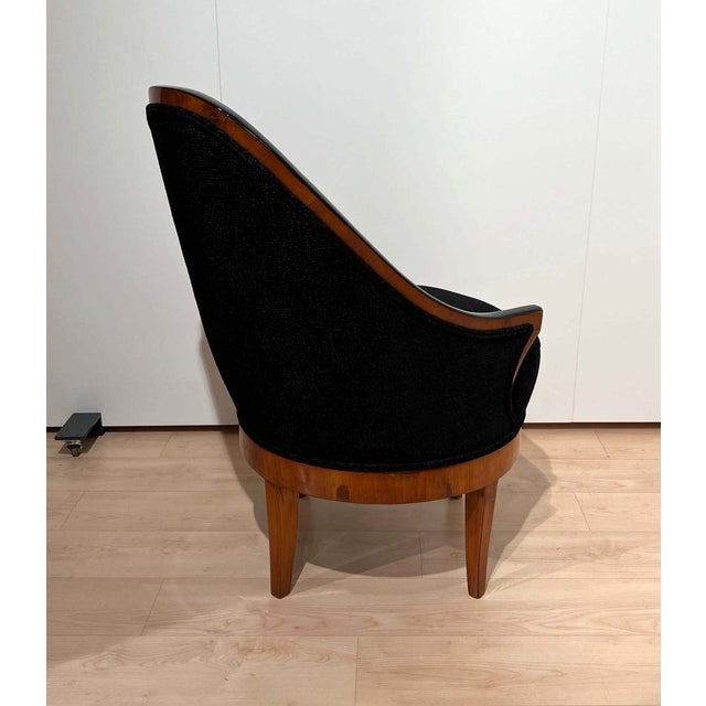 Black Biedermeier Revolving Armchair in Cherry Veneer & Black Velvet, South Germany, 1820s For Sale - Image 8 of 18