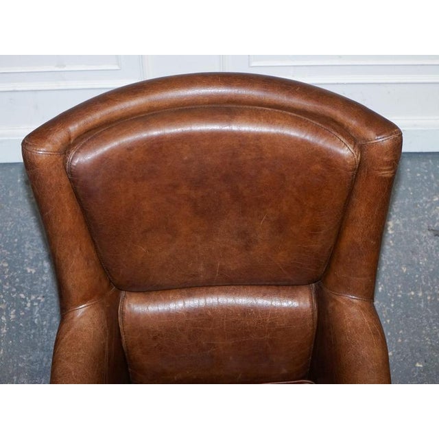Vintage Brown Heritage Leather Reading Lounge Armchair in the style of Halo and Timothy Oulton For Sale - Image 11 of 16