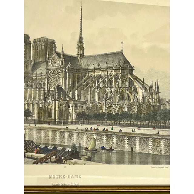 Vintage Framed French Notre Dame Architectural Print For Sale - Image 11 of 13