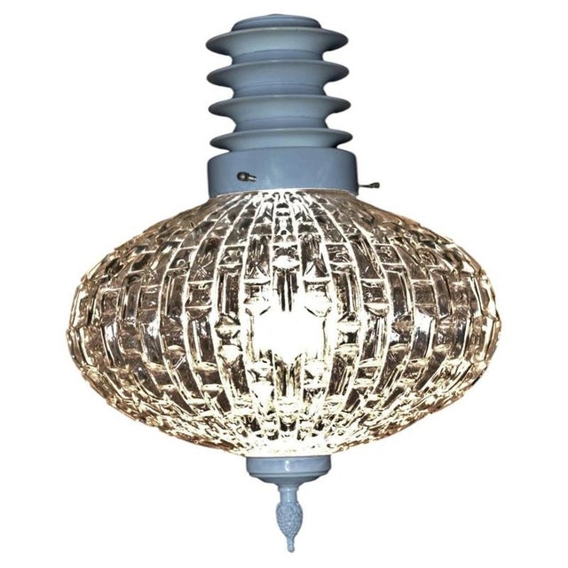 Mid-Century Modern Danish Opalescent Hobnail Glass and Brass Pendant Light For Sale - Image 13 of 13