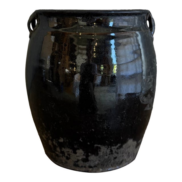 Black Glazed Pottery Wabi Sabi Style For Sale