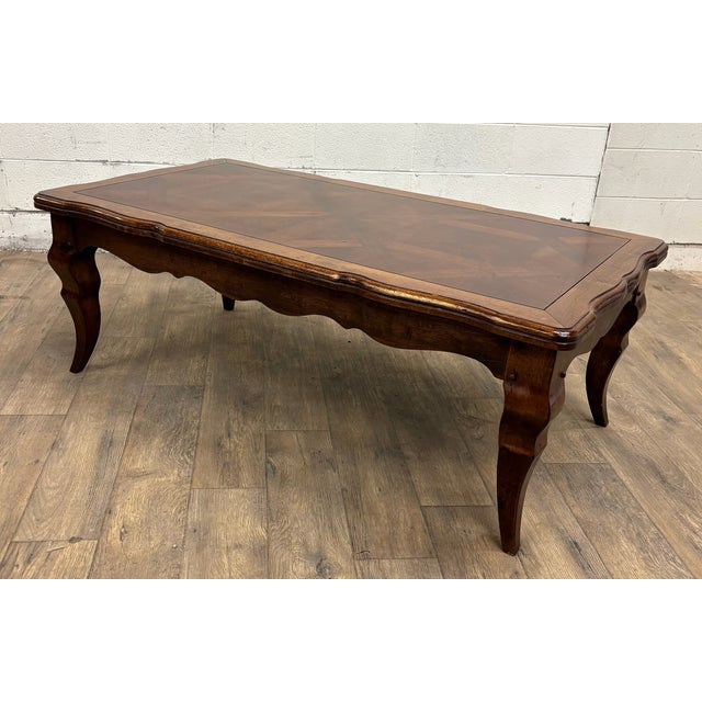 French Vintage Universal Furniture French Louis XV Style Parquetry Coffee Cocktail Table For Sale - Image 3 of 10