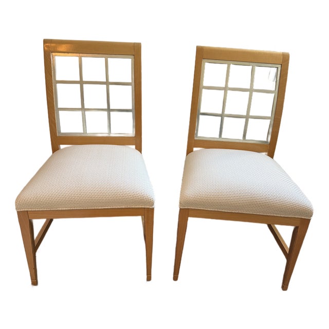 Pair of Custom Piano Chairs With Woven Leather Seats For Sale