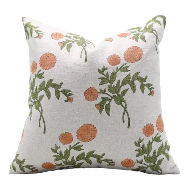 Fabdivine Handmade Pillow Cover 18x18Inch Block Printed - Gulab For Sale