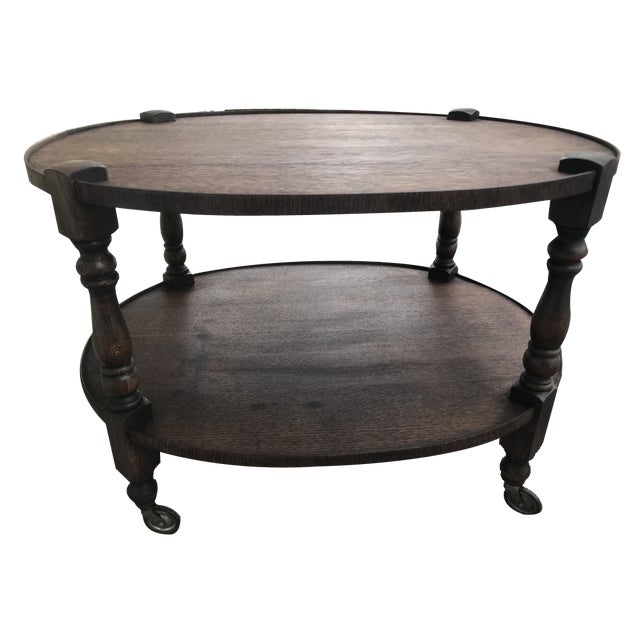 Oval Oak Bar on Wheels, 1940s For Sale