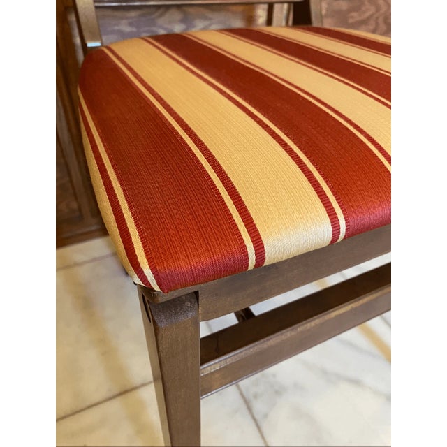 Vintage Stakmore 33" Wood Traditional American Folding Fold Upholstered Chair For Sale - Image 4 of 7