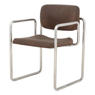 Bauhaus Upholstered Chrome Armchair For Sale