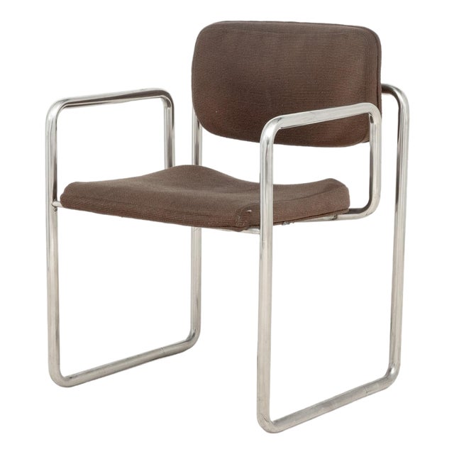 Bauhaus Upholstered Chrome Armchair For Sale