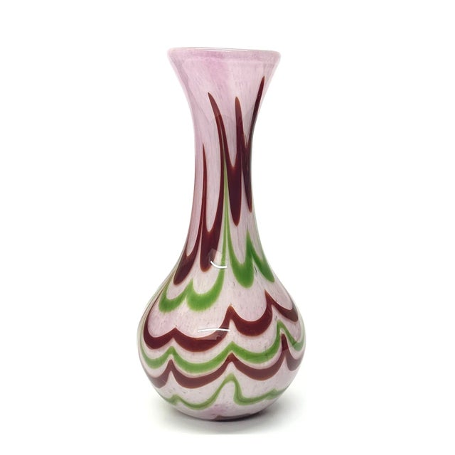 Mid-Century Modern Large Pink Red & Green Murano-Style Vase For Sale - Image 3 of 8