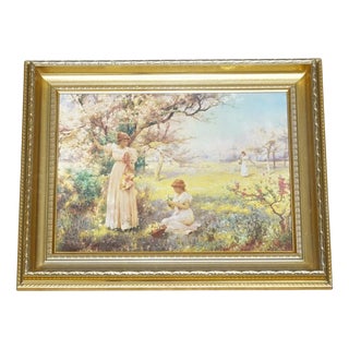 Alfred Glendening Jr., Picking Flowers, Print, Framed For Sale