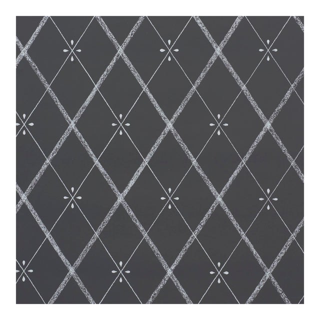 Sample - Schumacher Kasumi Diamond Wallpaper in Chalkboard For Sale