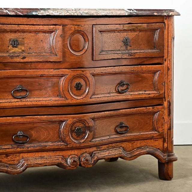 French 18th Century French Louis XV Period Commode With Original Hand Cut Marble Top For Sale - Image 3 of 16
