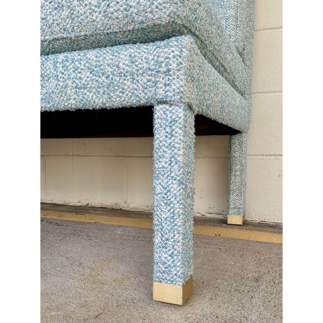 Revelation Modern Blue and White Tufted Approach the Bench Banquette For Sale - Image 4 of 8