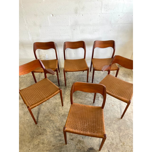 Niels Moller Danish Mid Century Teak Niels Moller Model 55 and Model 71 Dining Chairs For Sale - Image 4 of 8