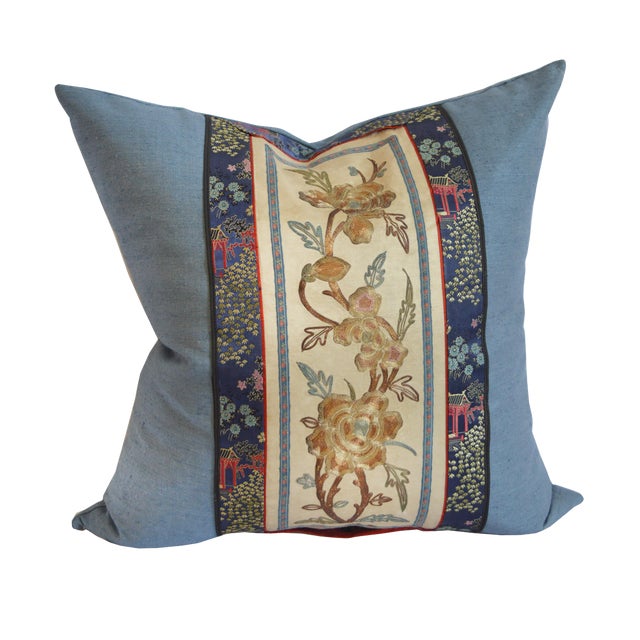20th Century Chinese Silk Embroidery Pillow 14ʺw 16ʺd Chairish