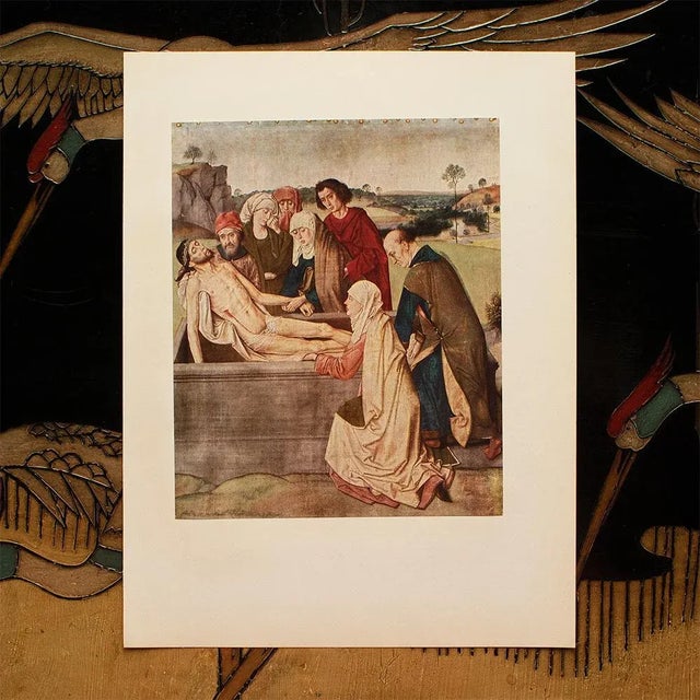 American 1956 After Dieric Bouts "The Entombment", Vintage Full-Color Print For Sale - Image 3 of 8