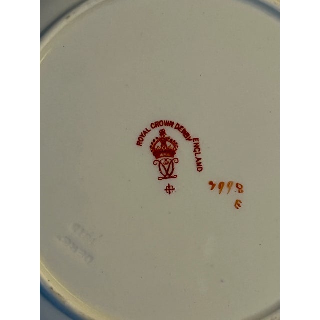 English Late 20th Century Royal Crown Derby Trinket Dish White With Blue Ribbon Border, Made in England For Sale - Image 3 of 6