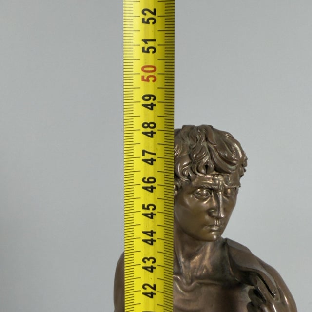 Sculpture of David in Bronzed Metal on Marble Base after Michelangelo, 20th Century For Sale - Image 12 of 13