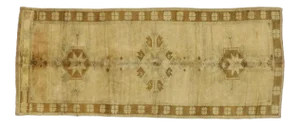 Vintage Turkish Oushak Gallery Rug, Wide Hallway Runner - 05'00 X 12'00