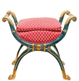 Neoclassical Hand-Carved Giltwood Stool