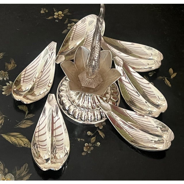 Christofle French Christofle Silver Plated ‘Caviar Flower’ Spoon Serving Set, C. 1960's For Sale - Image 4 of 13