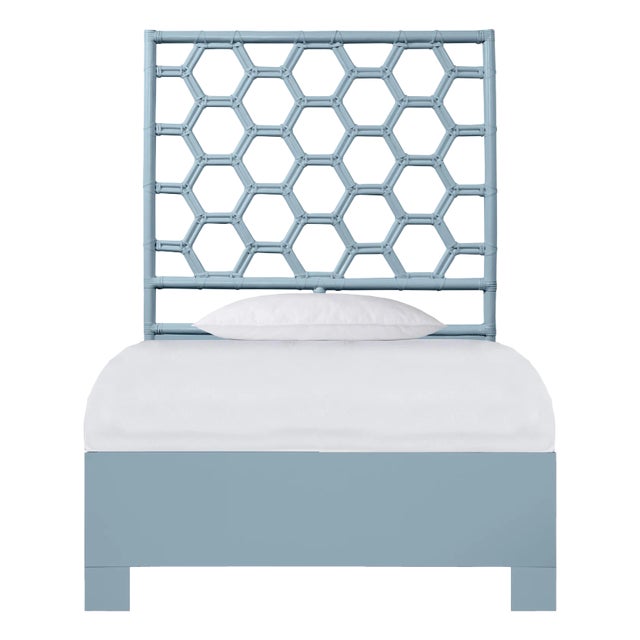 Honeycomb Platform Bed Twin Extra Long, Pool Blue For Sale