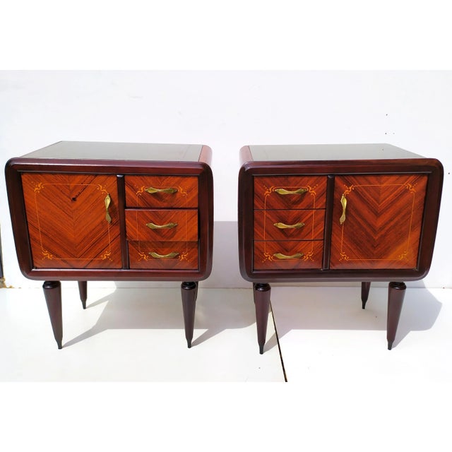 These two nightstands are attributed to Paolo Buffa and are rare due to the three drawers with inlaid. Signed ''Buffa''...