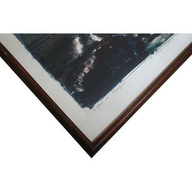 1965 Original Abstract Lithograph New York City Night Skyline For Sale - Image 4 of 7