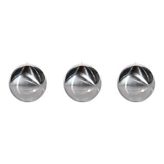 Titanium 3.5" Silver Ball Candles, Set of 3 For Sale