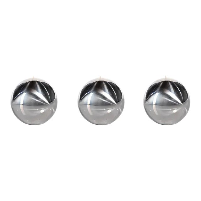 Titanium 3.5" Silver Ball Candles, Set of 3 For Sale