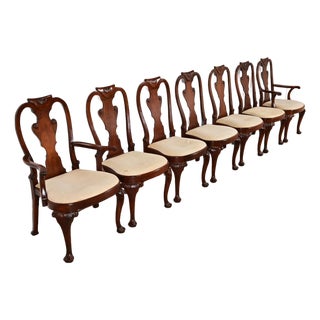 Baker Furniture Georgian Carved Mahogany Dining Chairs, Set of Seven For Sale