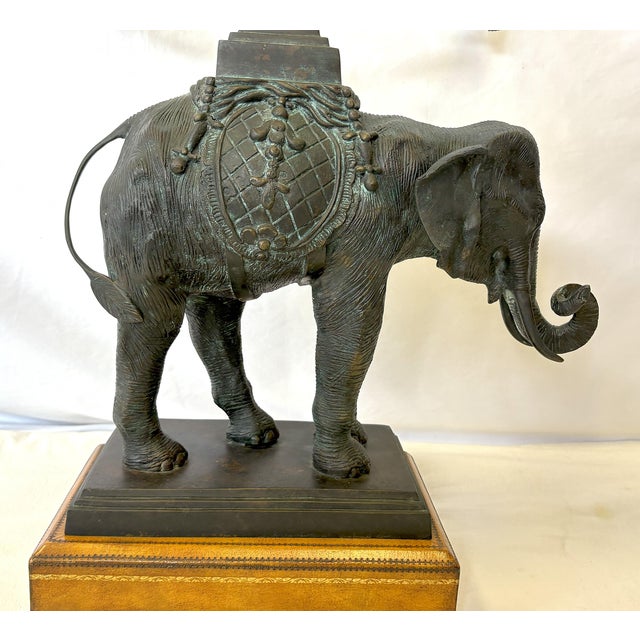 Vintage Maitland-Smith Bronze Elephant Side Table With Glass Top For Sale - Image 12 of 18