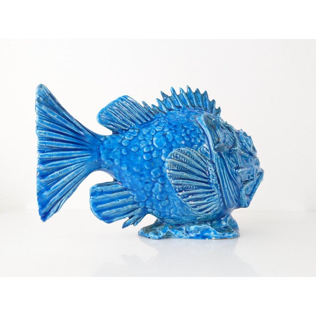 Italian Art Deco Blue Glazed Scorfano Fish Sculpture by Guido Cacciapuoti, 1930s For Sale - Image 14 of 18