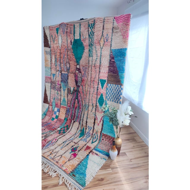 2020s Contemporary Rose Clay Patchwork Wool Moroccan Rug For Sale - Image 5 of 18