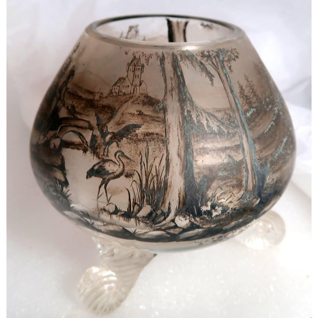 Black Enamel Footed Glass Vase, Fine Quality, in the Style of Lobmeyr and Schwartzlot, Circa 1900 For Sale - Image 11 of 16