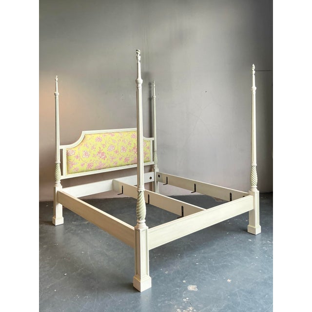 Presenting a magnificent vintage Italian poster bed, a true embodiment of timeless elegance and craftsmanship. This bed...